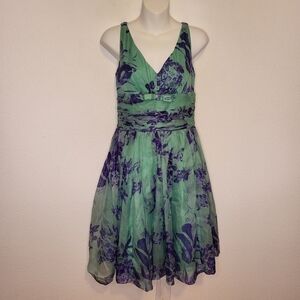 Anthropologie | Elevenses Organdy Silk Floral Tea Dress size 4